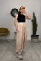 Parachute Fabric Cuffed Trousers with Rubber Detail Stone