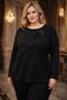 Women's Crystal Fabric Front Part with Stone Tulle Detail, High Quality Plus Size Bluz - 2