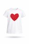 Girls' White T-Shirt with Red Heart Pattern – School Event and Holiday 3-14 Years Old