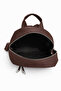 Women's Brown Mini Multi-Compartment Fabric Backpack – Daily Use Bag with Flap Pocket Detail - 4
