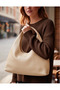 Cream Leather Women's Shopper Shoulder Bag – Soft Form Vintage Model - 7