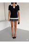 100% Cotton Unisex Short Sleeve Classic Knitwear Polo Collar T-Shirt with Stripes - 3