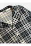 Boy's Cotton Milan Fabric Gray Color Plaid Pattern Shirt Collar Buttoned Pajama Set - 3