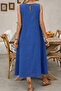 Women's Round Neck Pocketed Flared Long Summer Dress - 2