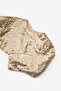 Gold Long Sleeve Sequined Girls' Crop Blouse - 4