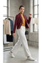 Women's Striped Crop Blazer Jacket - Short Jacket with 4 Buttons - 2