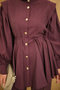 Women's Waist Drawstring Gold Button Detail Trouser Suit Plum - 6