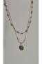 Turquoise Necklace with Crushed Flakes and Enamel Pendant Set Double Necklace - 2