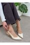 Beige Shiny Leather (Jaren) Rubber Detail Women's Stiletto - 4