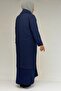 46018 Large Size Modal-Quilted Coat with Zipper Pockets - Indigo-Indigo - 5