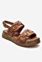 Elvoro Tan Genuine Leather Women's Sandals with Knitted Straps - 3