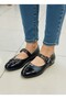 Round Toe Mui̇ Model Belted Matte and Shiny Mixed Women's Ballet Shoes