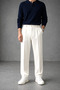 Baggy Fit, Summer-Spring, Stretchy-Draping, Pleat Detail, Wide Fabric Pants Asp01 - 3