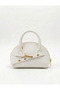 White Zippered Oval Mini Hand and Shoulder Bag