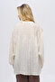Women's Striped Judge V-Neck Buttoned Oversize Blouse - Shirt - 5