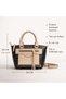 Women's Black Beige Shoulder Bag with Gold Details Stylish Handbag with Zipper for Daily Use - 4