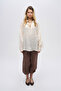 Women's Striped Judge V-Neck Buttoned Oversize Blouse - Shirt - 3
