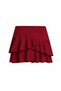 New Season Burgundy Asymmetrical Cut Layered Ruffle Detailed Buckle Detailed Gathering Mini Short Skirt - 4