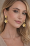 Vintage Flower Earrings with Gold Dangle - 2