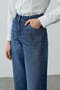 Sparkly Baggy Straight Fit Denim Trousers Navy Blue - 6