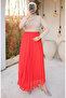 Pleated Chiffon Skirt 71262-06 Orange - 2