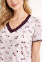 Women's V-Neck Lace Detail Half Sleeve Floral Patterned Summer Cotton Soft Curve Nightgown - 3
