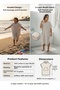 100% Cotton 4 Layer Muslin Cream Children's Poncho, 10-12 Years Old Hooded Bathrobe & Beach Towel - 2