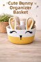 منظم سلة على شكل أرنب لطيف من خيوط الجوت باللون الأصفر من Bunnybox - 2