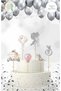 Bride to Be Silver Gray Colored Bridal Cake Topper Figure Ornament Set for Wedding and Engagement Cakes Stylish Decor - 3