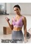 Sports Bra Seamless Laser Cut Wire Free Ribbed Modern Gym Chic Comfortable Bra - 2