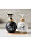 Set of 2 Liquid Soap Dispensers with Bamboo Stand |   Black & White Soap and Lotion Bottle - 2