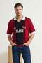 Red-Navy Blue Regular Polo Neck Printed Knitwear Polo Neck T-Shirt Tmnss25Po00025