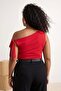 Red Asymmetric Neckline Tie Detail Stretchy Knitted Blouse Tbbss26Af00079 - 2