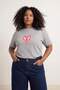 Gray Heart Printed Oversize Fit Plus Size T-Shirt Tbbss26Bf00033