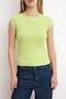 Lime Fitted/Vücuda Oturan Reglan Kol Kısa Kollu Ribana/Kaşkorse Örme Bluz TWOSS26BZ00618 - 3
