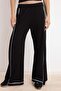 Siyah Wide Leg/Geniş Paça Biyeli Normal Bel Soft Touch Örme Pantolon TWOSS26PL00138 - 3