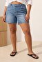 Mavi Yüksek Lastikli Bel City Boy %100 Pamuk Non-Stretch Büyük Beden Denim Şort TBBSS26AP00017 - 2
