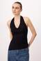 Siyah Fitted/Vücuda Oturan Boyundan Bağlamalı Kolsuz Yumuşak Örme Bluz TWOSS26BZ00361
