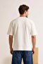 Ekru Oversize/Geniş Kesim Nakışlı %100 Pamuk T-shirt TMNSS26TS00024 - 3