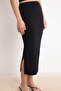 Black Plain Fitted Moon Sleeve Short Midi Stretchy Knitted Bottom - Top Set Twoss26Au00133 - 3