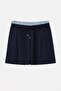 Navy Blue Woven Plus Size Skirt Tbbss26Az00023 - 3