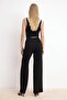 Siyah Wide Leg/Geniş Paça Kemerli Normal Bel Soft Touch Penye Örme Pantolon TWOSS26PL00149 - 6