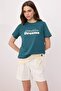 Emerald Green Slogan Regular/Normal Fit Short Sleeve 100% Cotton Knitted T-Shirt Twoss26Ts00178 - 2