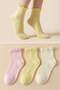 Yellow-Pink 3-Pair Cotton Blend Knitted Socks Thmss26Co00024