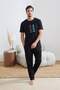 Black Regular Fit Printed Pocket Detailed Cotton Knitted Pajamas Set Tmnss26Pt00001