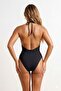 Siyah Derin V Yaka Kaplı Bağlamalı High Leg Brazilian Mayo TBESS26MA00062 - 4