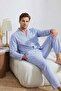 Mavi Regular Fit Çizgili Cep Detaylı Dokuma Pijama Takımı TMNSS26PT00003