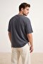 Anthracite Oversized /Wide 100% Cotton Crew Neck Pocket T-Shirt Tmnss26Ts00016 - 3