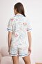 Çok Renkli %100 Pamuklu Eğlenceli Baskılı Biyeli Örme Pijama Takımı THMSS26PT00054 - 4