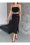 Camisole Black Color Camisole Fabric Slit Skirt Length 65 cm - 4